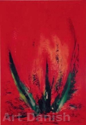 Red Love 3 oliemaleri Malet af Kunstmaler Inge Marie Jensen. Kan Købes i Galleri ArtDanish_dk 